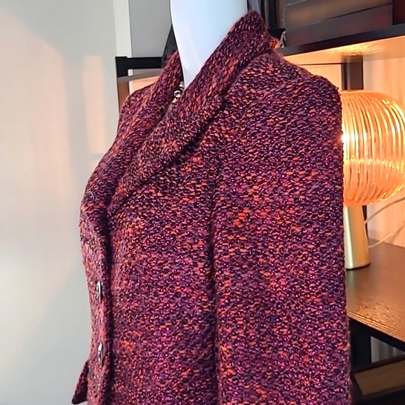 CHRISTIAN LACROIX Button-Up Wool Jacket in Dark Pink and Black - Picture 5 of 13